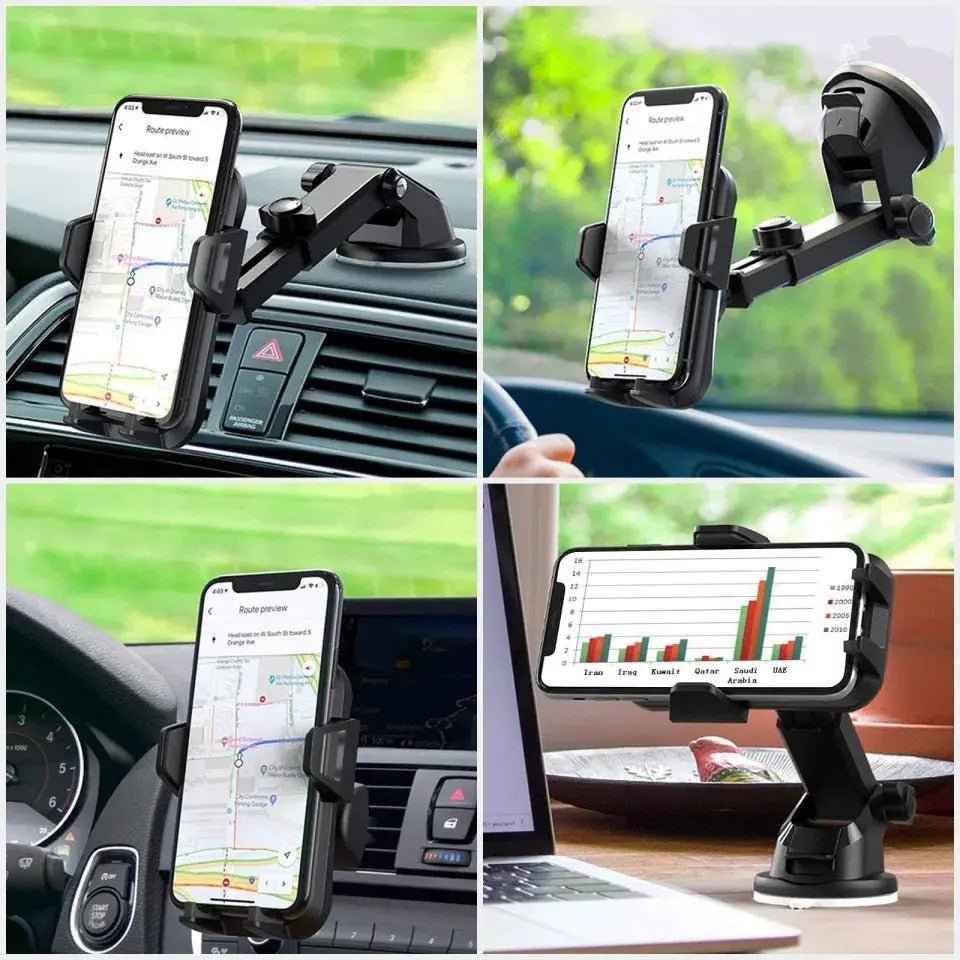 Car Phone Holder 360° Rotating With Suction Cup For Car Navigation